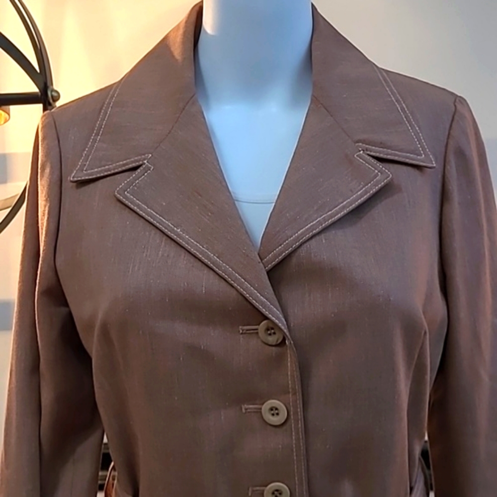 Anne Klein Light Brown Belted Blazer - Picture 14 of 16